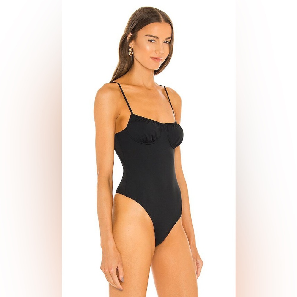 Danielle Bernstein WeWoreWhat Ruched Bodysuit Black XS NWT